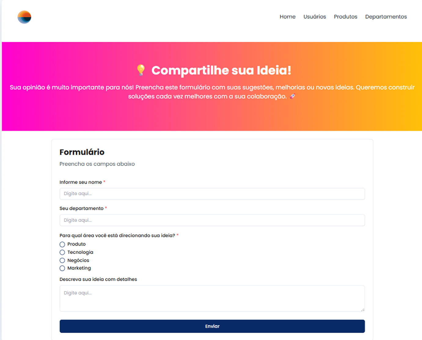 Modelo de Formulário de Ideias